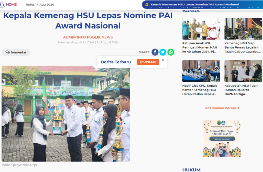 Kepala Kemenag HSU Lepas Nomine PAI Award Nasional