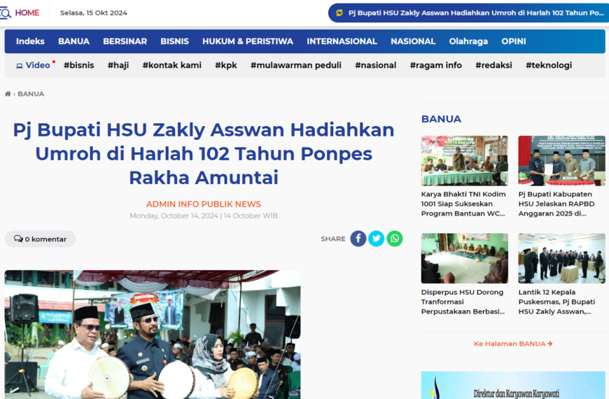 Pj Bupati HSU Zakly Asswan Hadiahkan Umroh di Harlah 102 Tahun Ponpes Rakha Amuntai