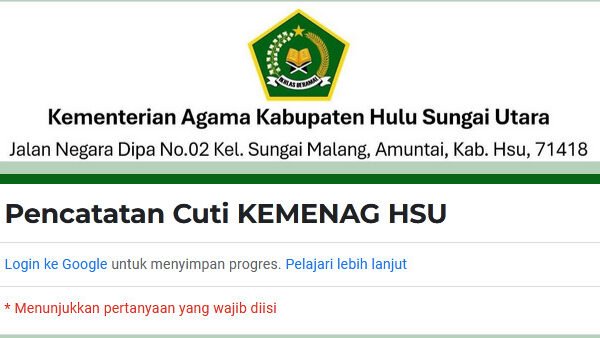 Perkuat Pencatatan Cuti ASN Berbasis Digital, Kemenag HSU Luncurkan Form Pencatatan Cuti Online