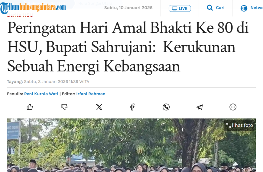 Peringatan Hari Amal Bhakti Ke 80 di HSU, Bupati Sahrujani:  Kerukunan Sebuah Energi Kebangsaan