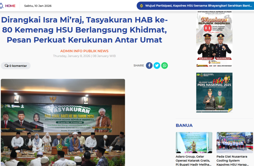 Dirangkai Isra Mi’raj, Tasyakuran HAB ke-80 Kemenag HSU Berlangsung Khidmat, Pesan Perkuat Kerukunan Antar Umat