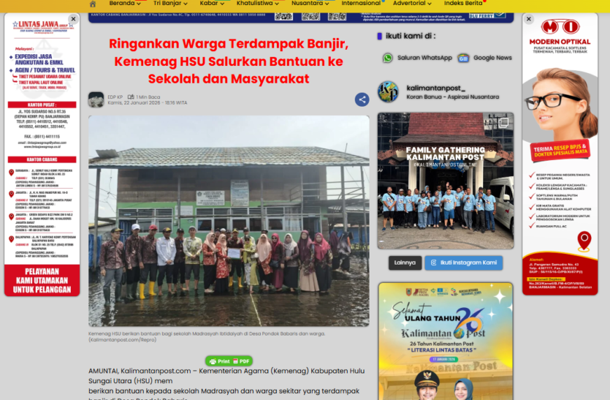 Ringankan Warga Terdampak Banjir, Kemenag HSU Salurkan Bantuan ke Sekolah dan Masyarakat